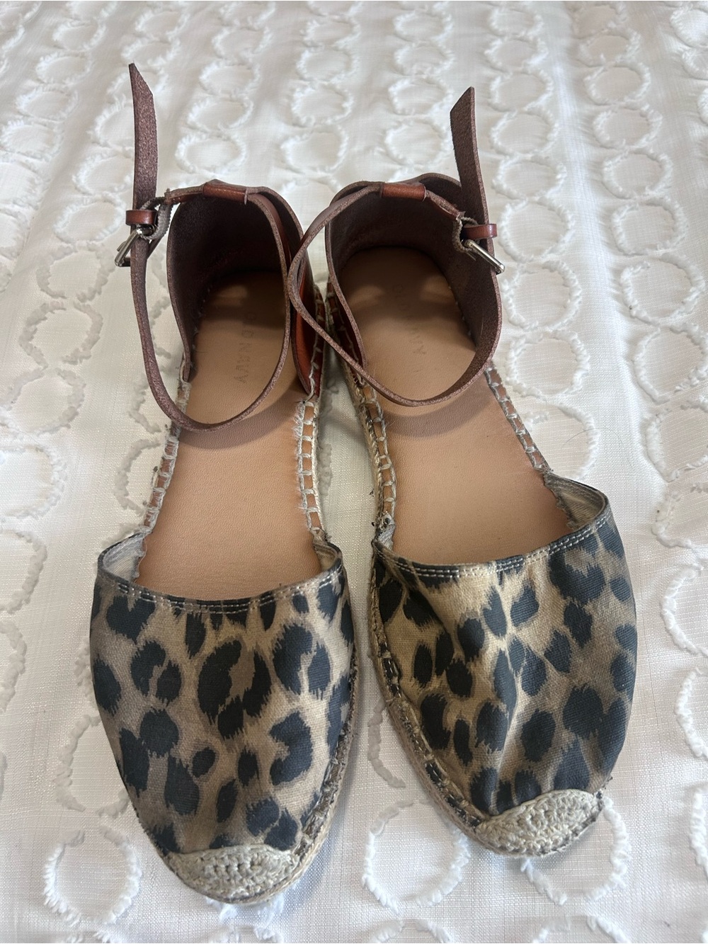 Old Navy Leopard Print Espadrilles with Brown Ankle Strap